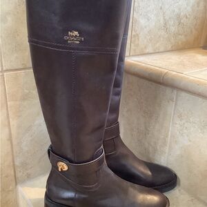 Coach Eva Dark brown skinny calf boot. Sz 5